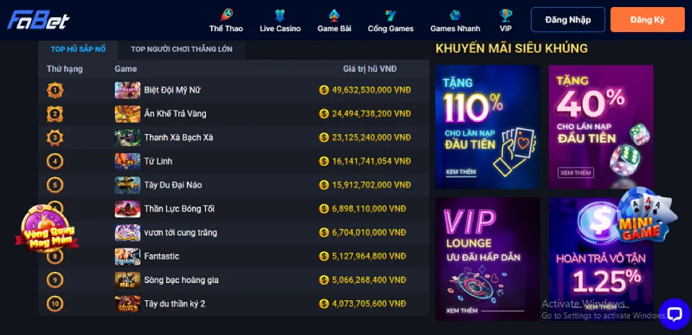 Thưởng nạp lần đầu Cwin66